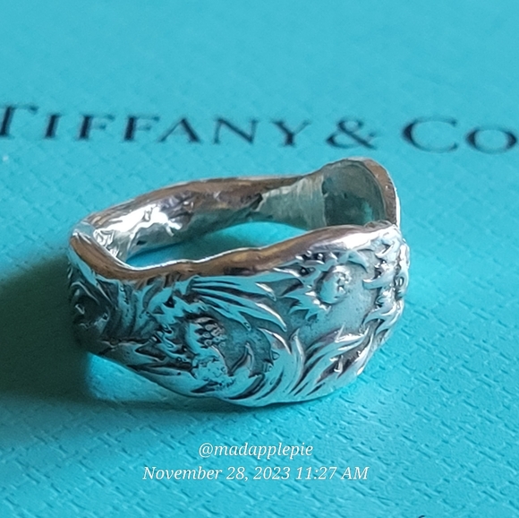 1880 Tiffany & Company Chrysanthemum Spoon Ring Handmade in Sterling Silver #18 - Picture 9 of 16